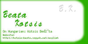 beata kotsis business card